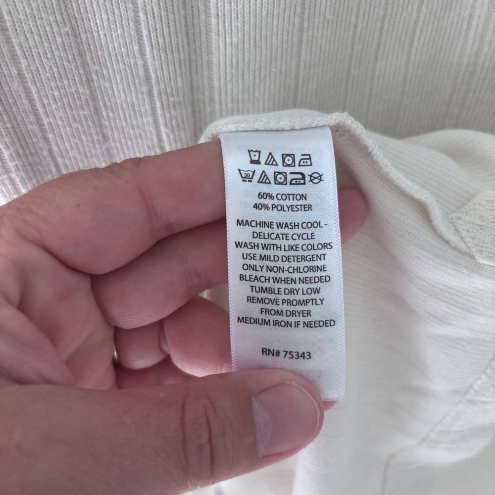 Christian Lacroix Mens White Ribbed Knit Button Up Polo Shirt Coastal Neutral XL - Picture 6 of 7